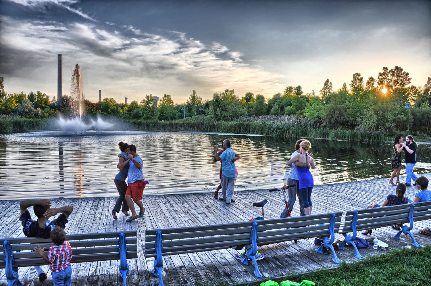 Two people walking and talking